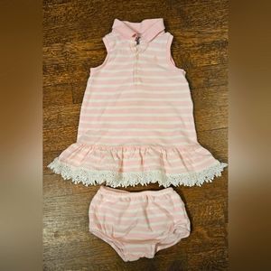 Ralph Lauren Pink/White Striped Baby Girl Summer Set